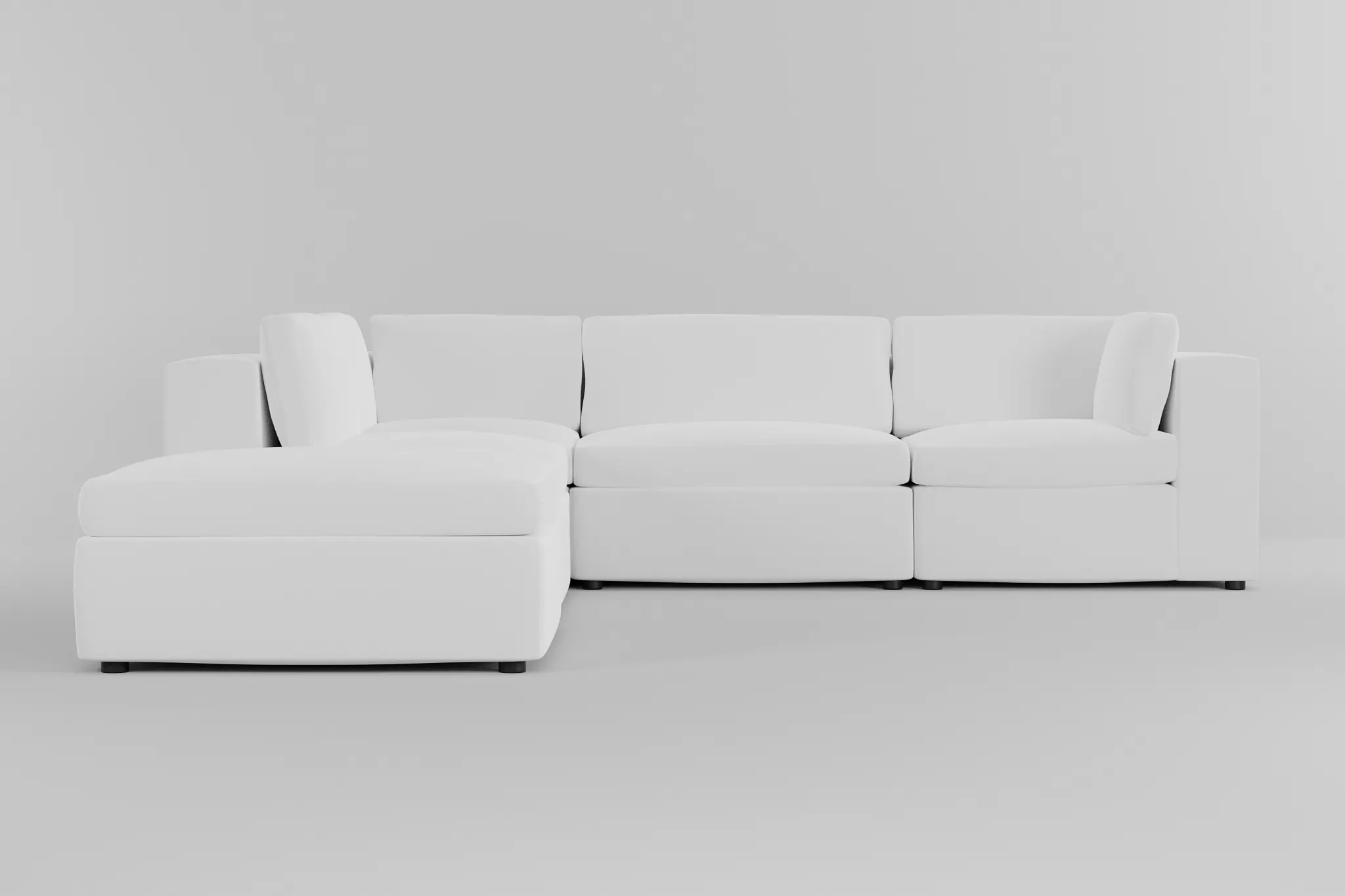 Destin Suave White Fabric 5pc Bumper Sectional