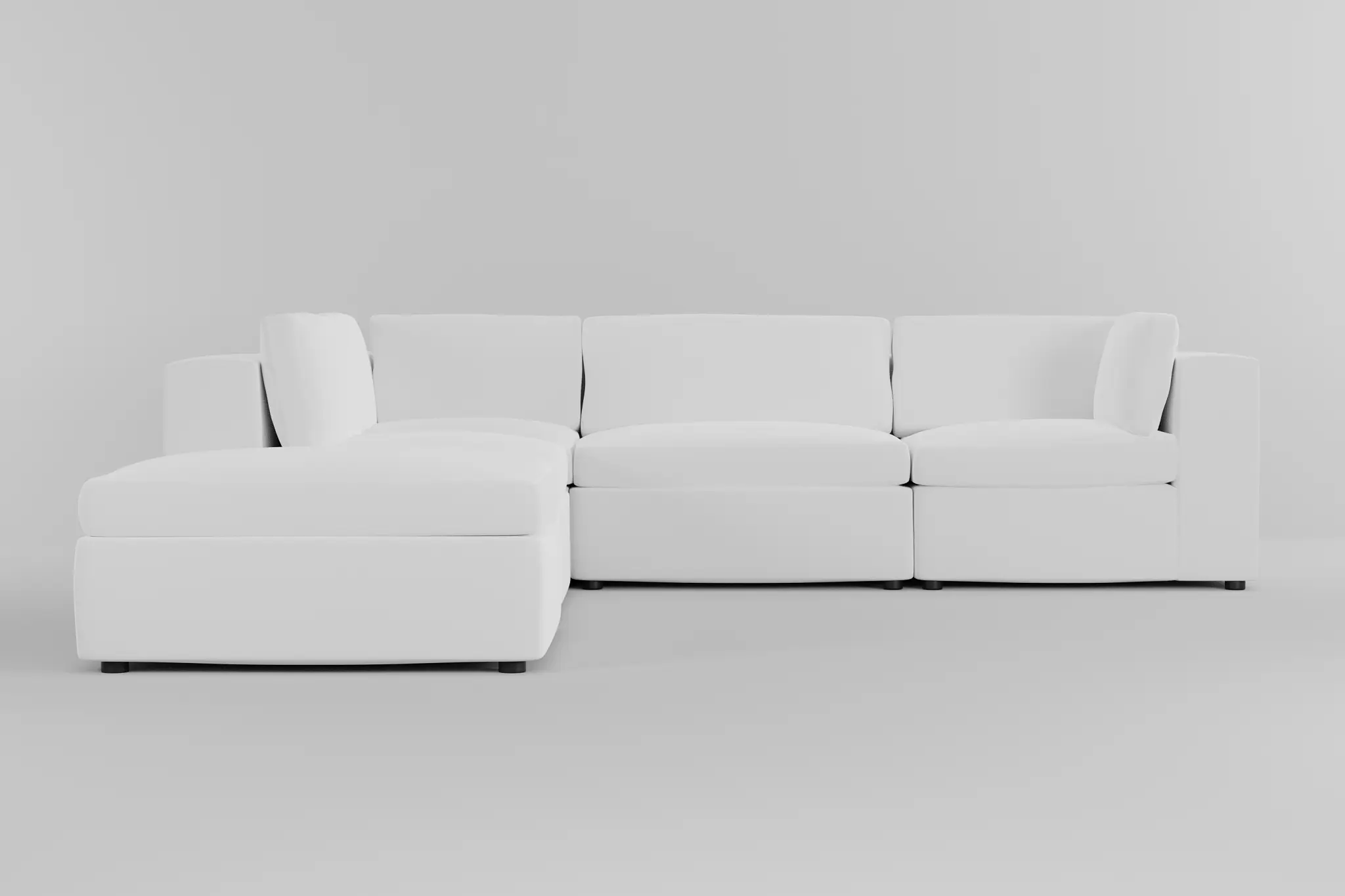 Destin Suave White Fabric 5pc Bumper Sectional Destin Suave White Fabric 5pc Bumper Sectional