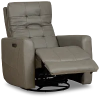 Izzy Light Gray Lthr/vinyl Power Swivel Glider Recliner