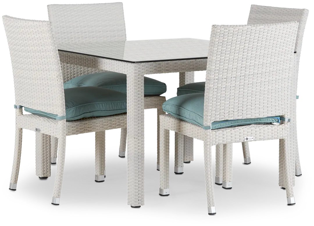 Bahia Teal 40" Square Table & 4 Chairs
