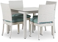 Bahia Teal 40" Square Table & 4 Chairs