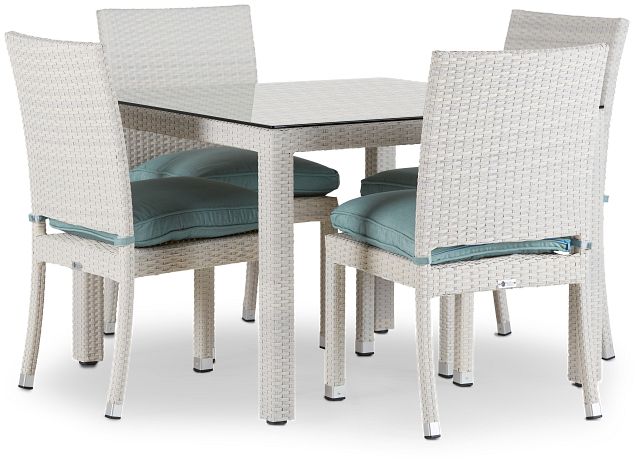 Bahia Teal 40" Square Table & 4 Chairs