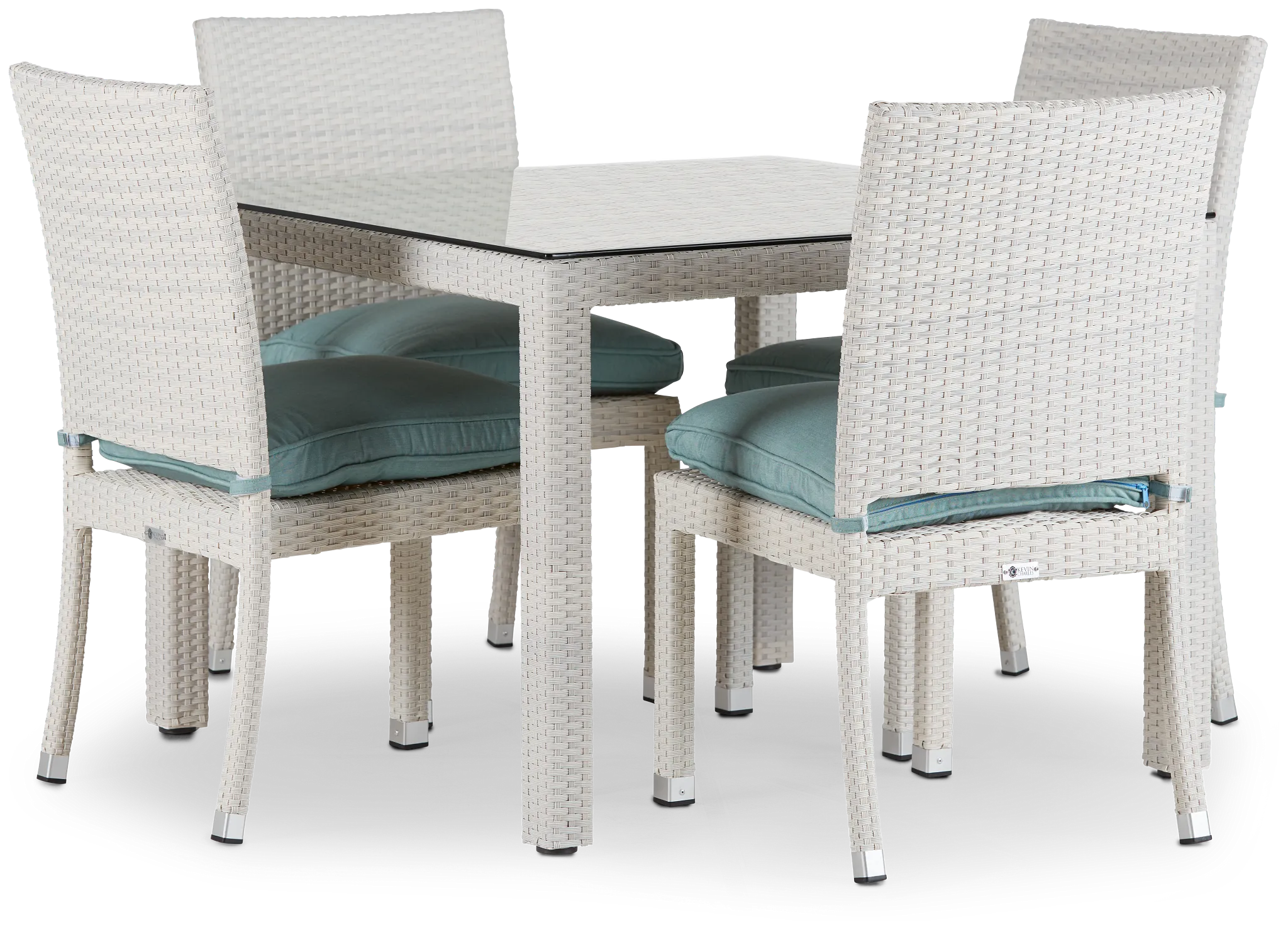 Bahia Teal 40" Square Table & 4 Chairs