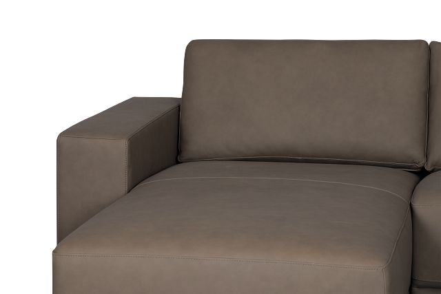 Kellan Dark Gray Leather Medium Left Chaise Sectional