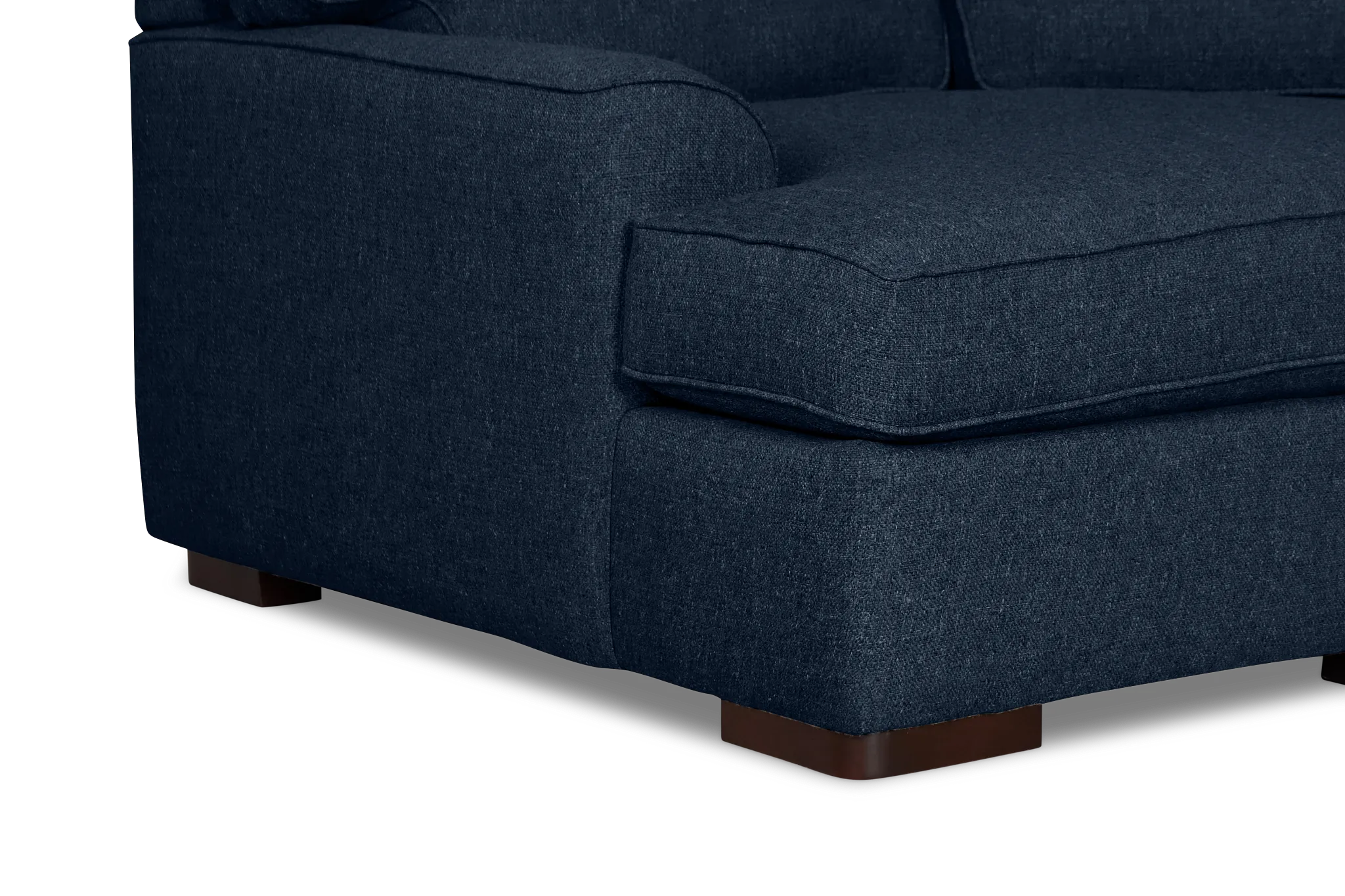 Sinclair Dark Blue Fabric Large Left Cuddler Sectional