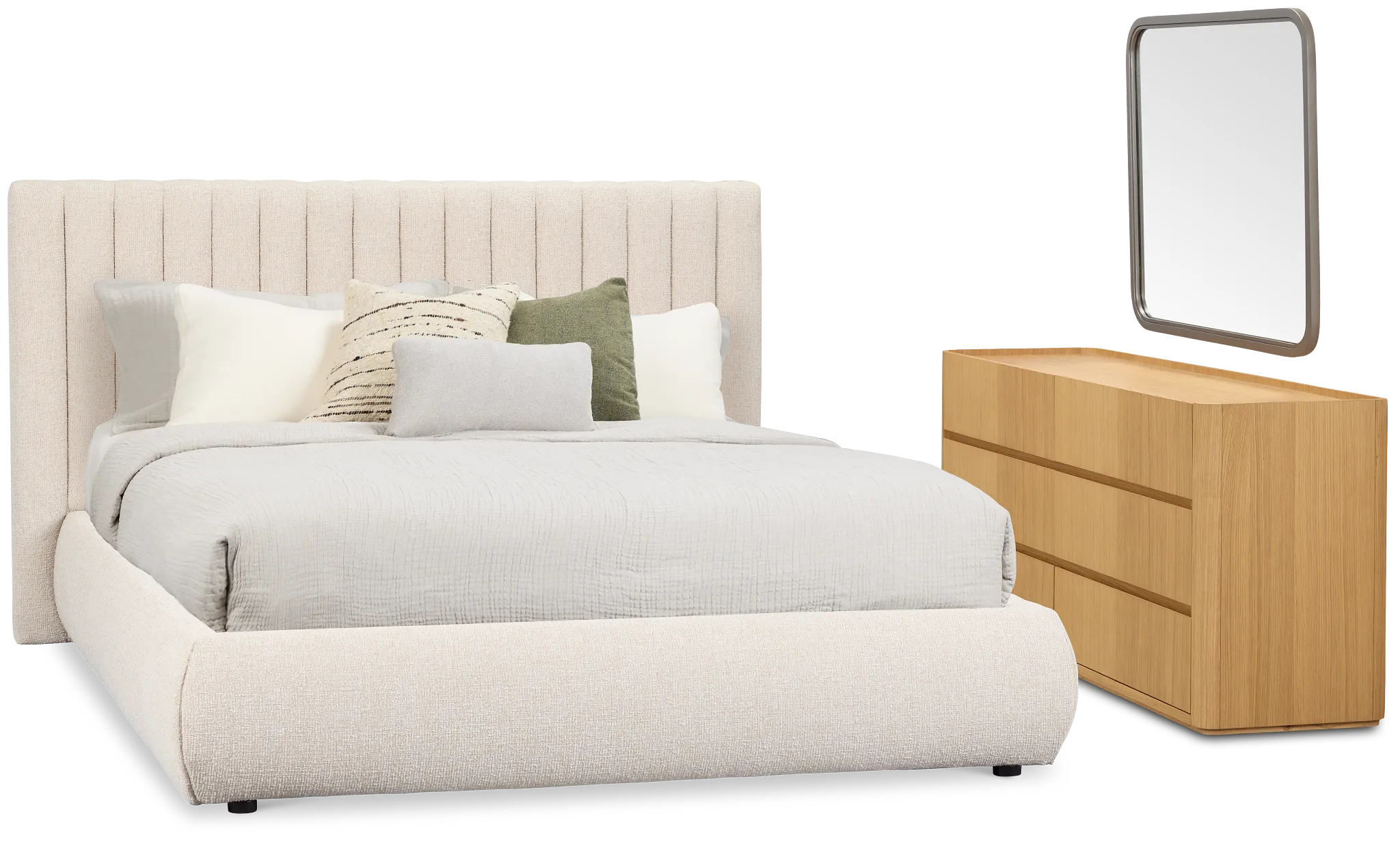 Nomad Light Beige Uph Platform Bedroom With Light-tone Cases