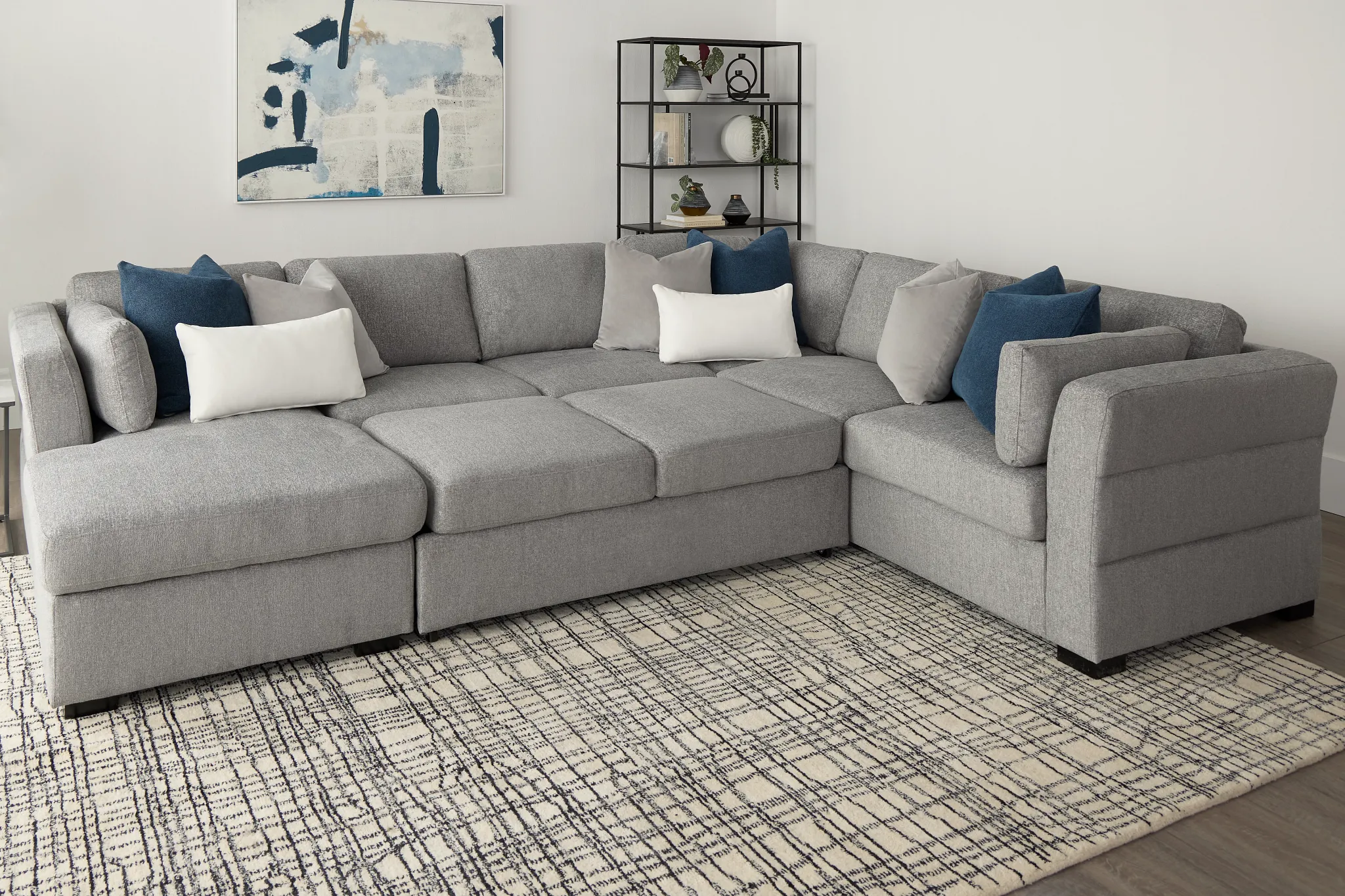 Amber Dark Gray Fabric Large Left Chaise Storage Sleeper Sectional