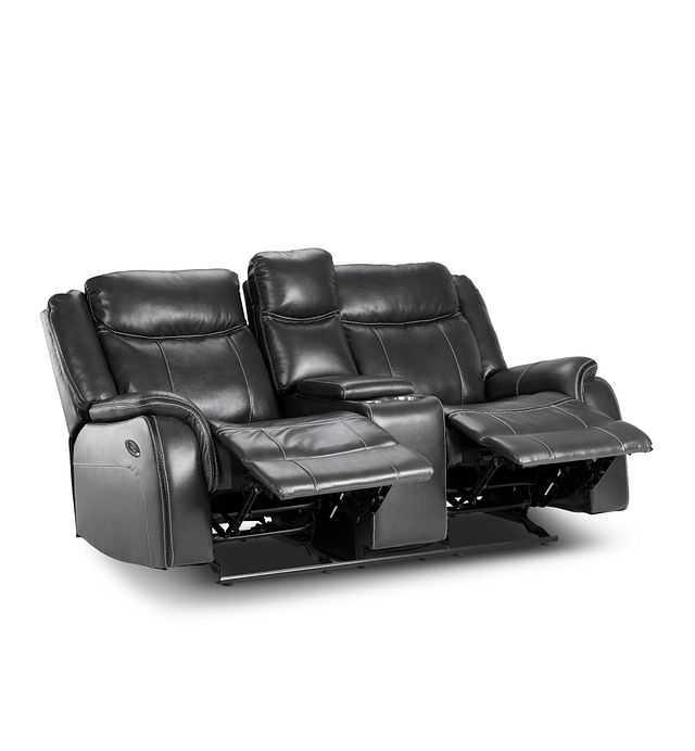 Lowe Dark Gray Micro Power Rocker Reclining Console Loveseat (3)