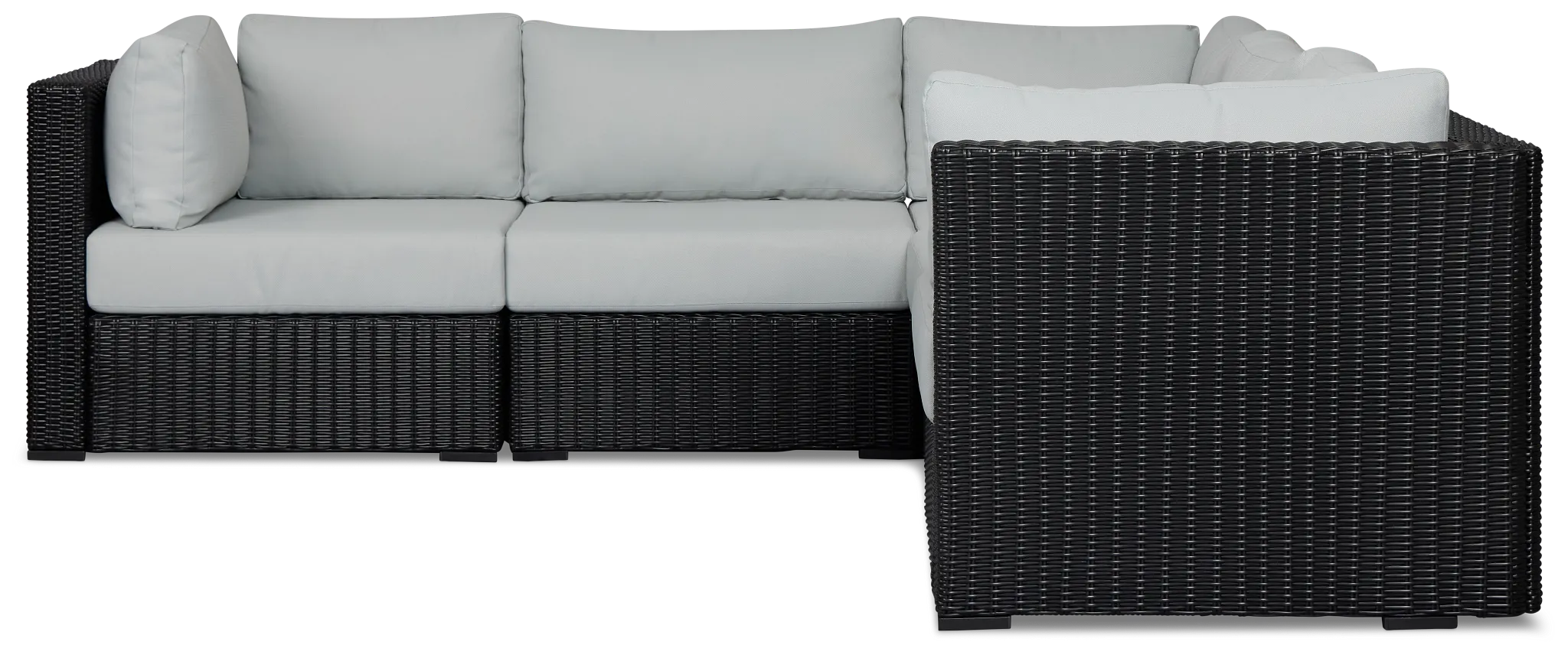 Montecito Black 5-piece Modular Sectional With Light Blue Cushions