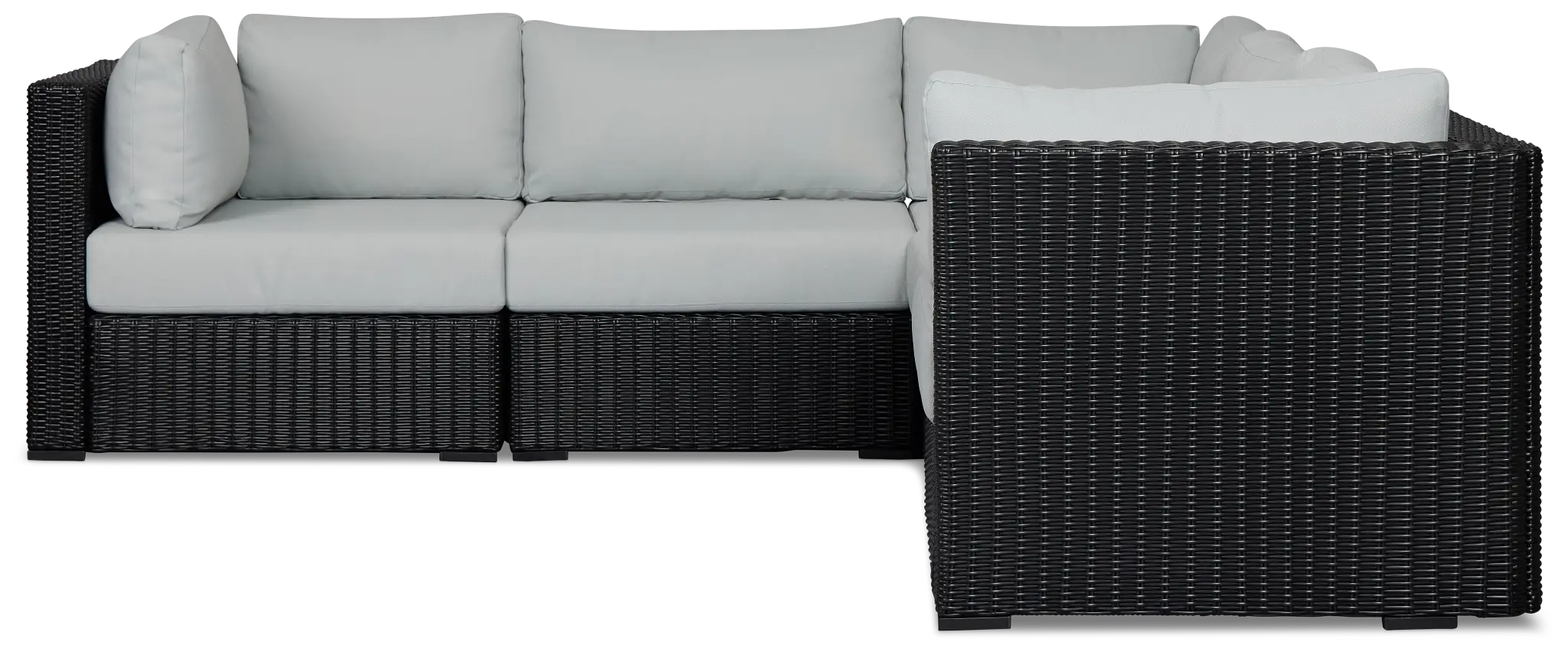 Montecito Black 5-piece Modular Sectional With Light Blue Cushions Montecito Black 5-piece Modular Sectional With Light Blue Cushions