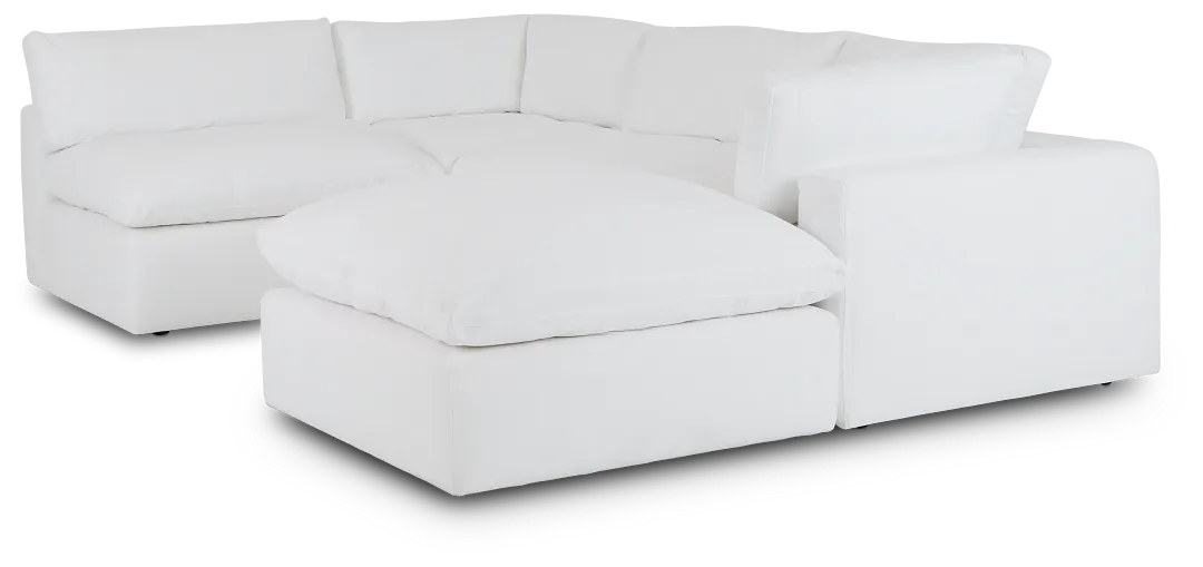 Grant White Fabric 5pc Bumper Sectional