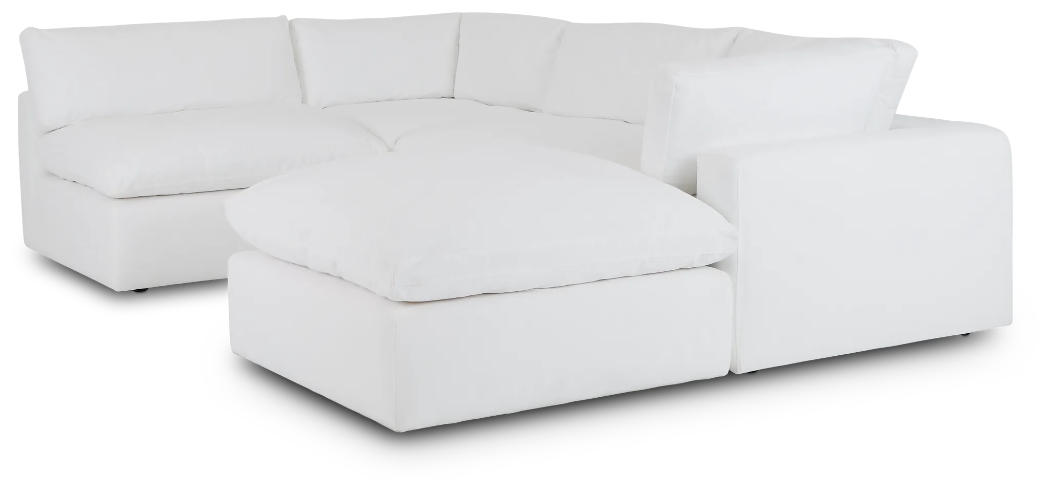 Grant White Fabric 5pc Bumper Sectional