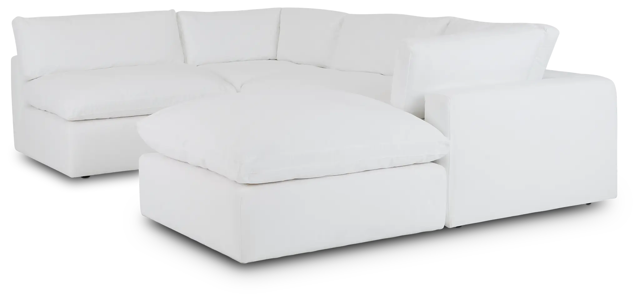 Grant White Fabric 5pc Bumper Sectional Grant White Fabric 5pc Bumper Sectional