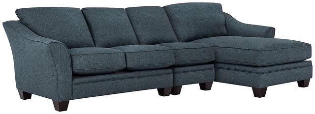 Avery Dark Blue Fabric Small Right Chaise Sectional
