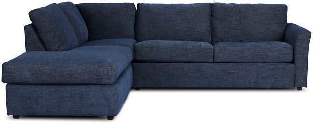 Davis Dark Blue Micro Left Bumper Sectional