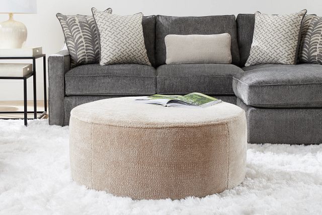Bianca Light Beige Fabric Accent Ottoman
