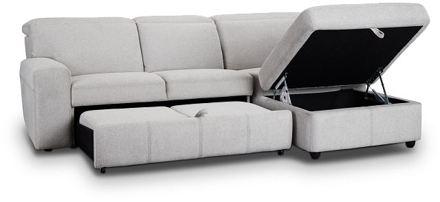 Callum Light Gray Storage Small Right Chaise Sleeper Sectional