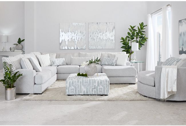 Kylie Light Gray Fabric Medium Right Chaise Sectional