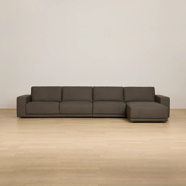 Kellan Dark Gray Leather Small Right Chaise Sectional