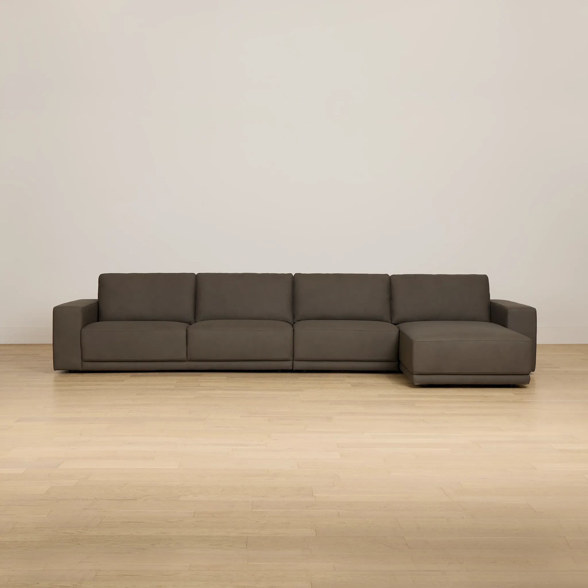 Kellan Dark Gray Leather Small Right Chaise Sectional