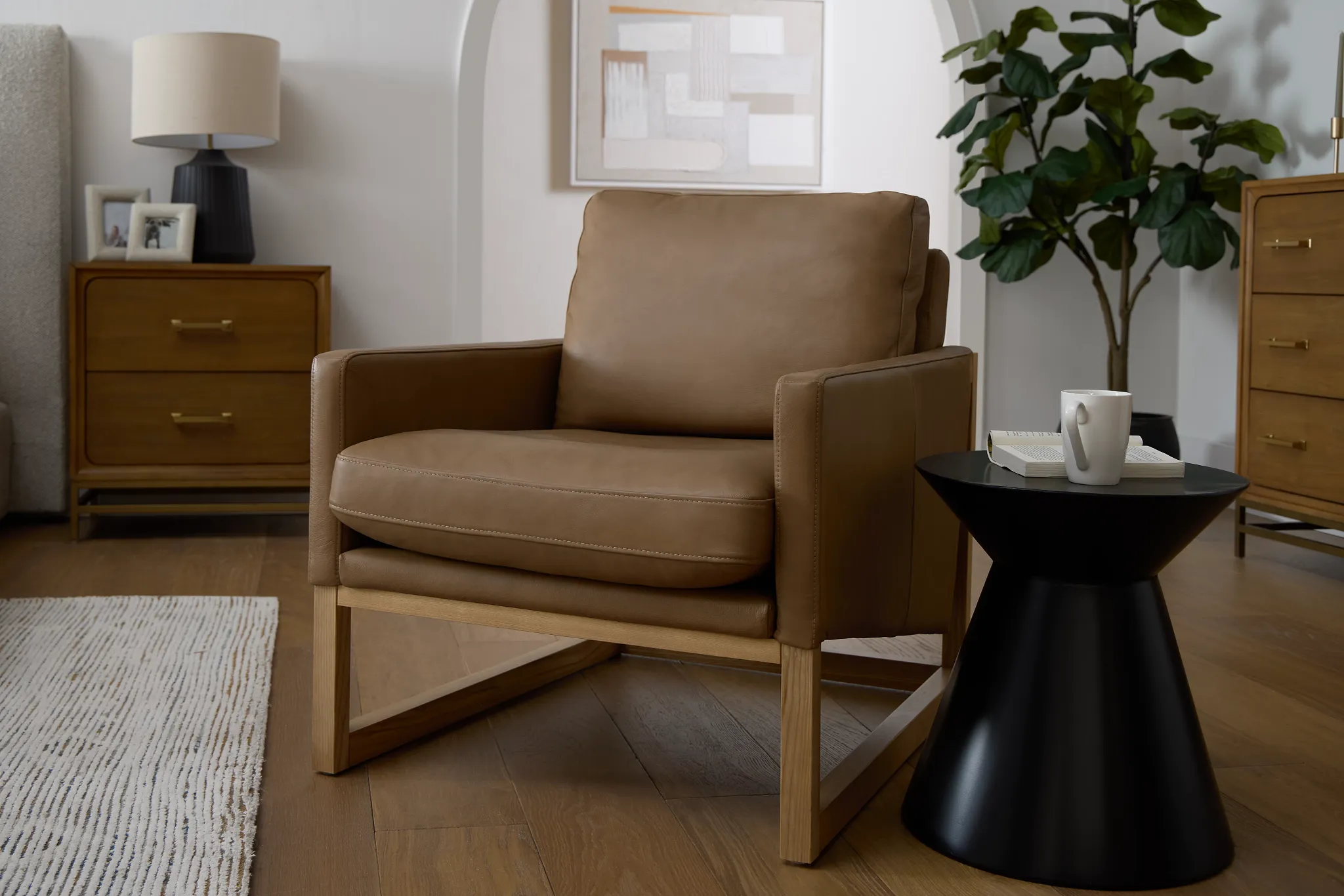 Phoebe Brown Leather Accent Chair