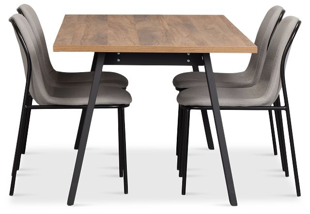 Trento Mid Tone 71" Rectangular Table & 4 Upholstered Chairs