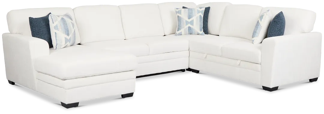 Everly White Fabric Medium Left Chaise Storage Sectional