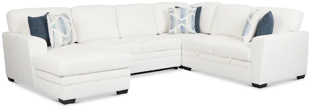 Everly White Fabric Medium Left Chaise Storage Sectional Everly White Fabric Medium Left Chaise Storage Sectional