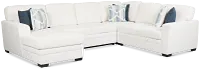 Everly White Fabric Medium Left Chaise Storage Sectional