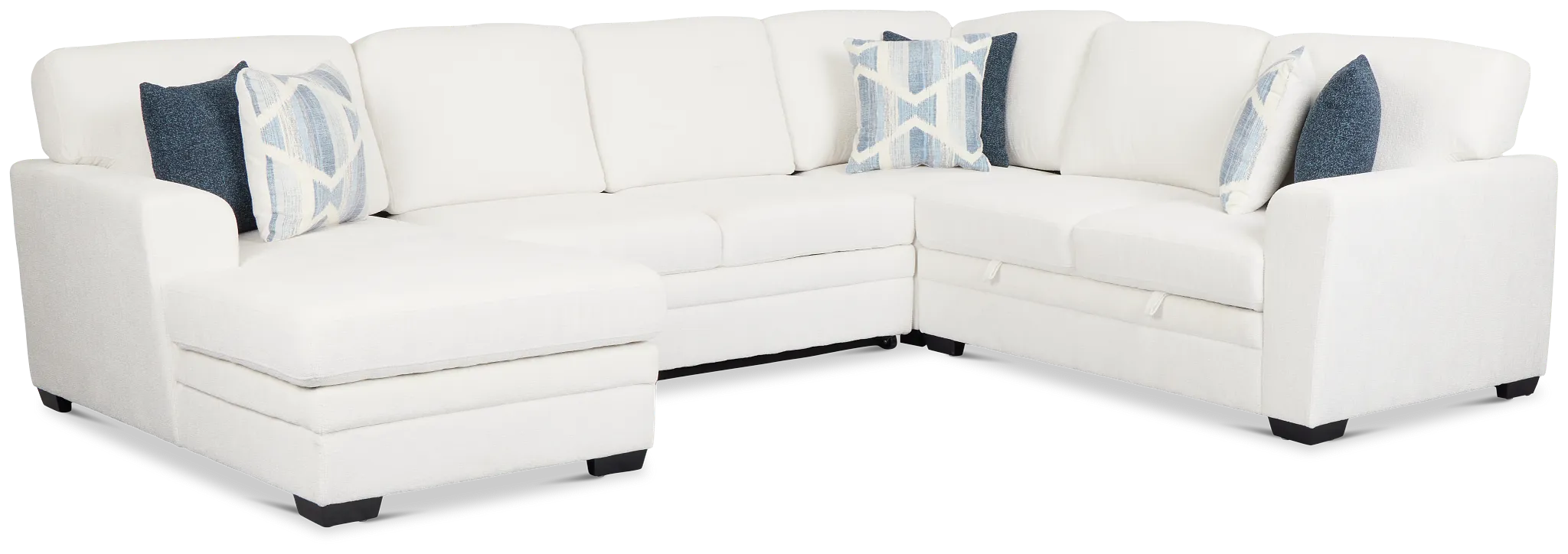 Everly White Fabric Medium Left Chaise Storage Sectional