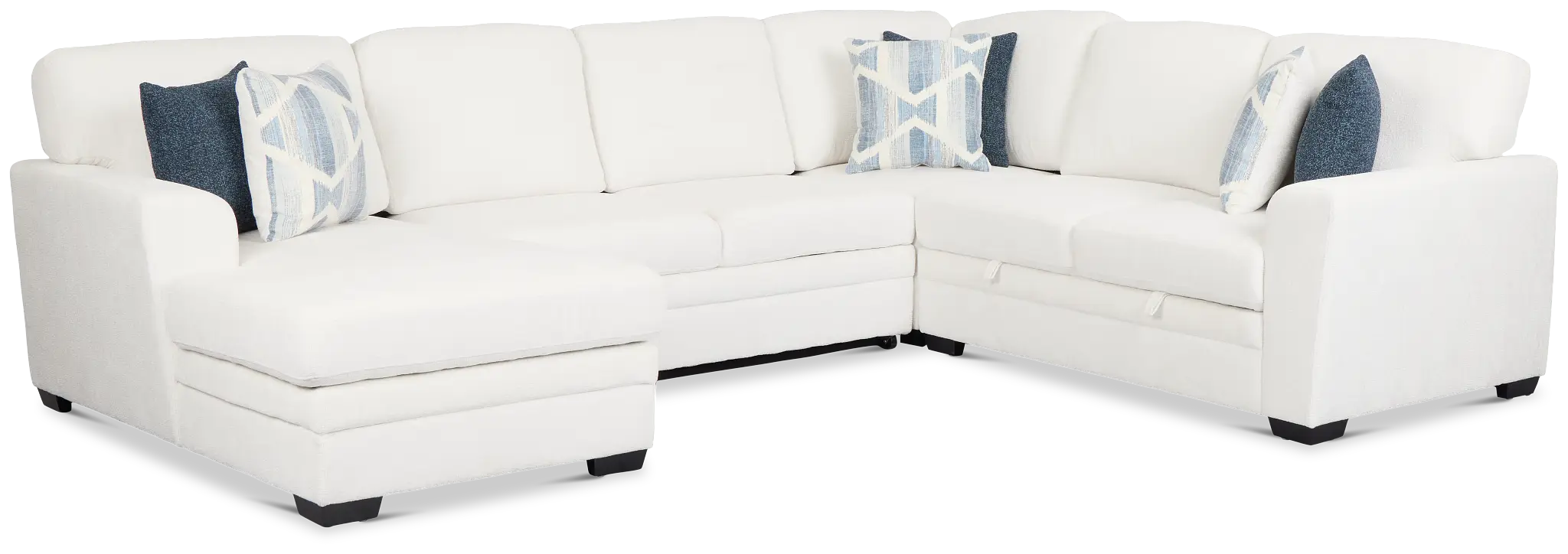 Everly White Fabric Medium Left Chaise Storage Sectional Everly White Fabric Medium Left Chaise Storage Sectional