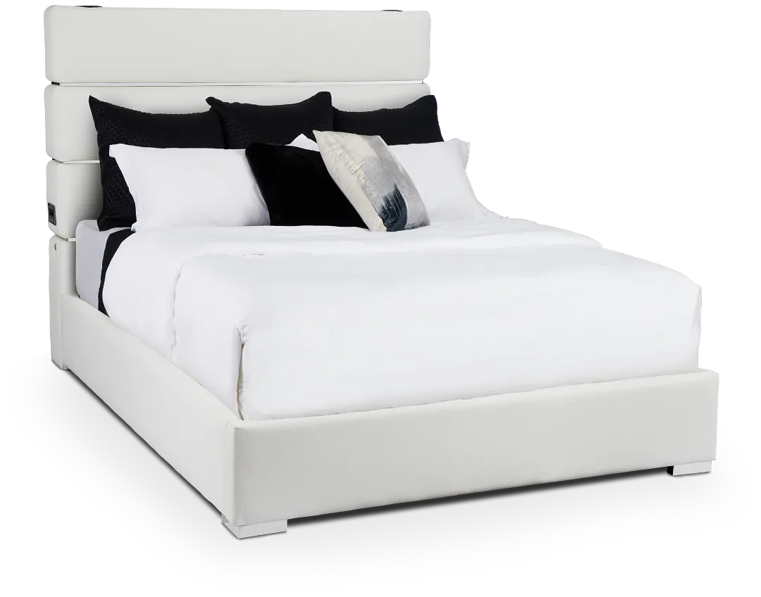 Miami White Uph Platform Bed