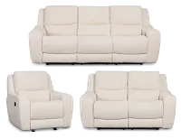 Bennett Light Beige Fabric Power Reclining Living Room