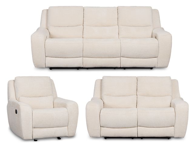 Bennett Light Beige Fabric Power Reclining Living Room