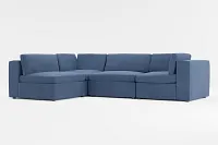 Destin Revenue Dark Blue Fabric 4-piece Modular Sectional