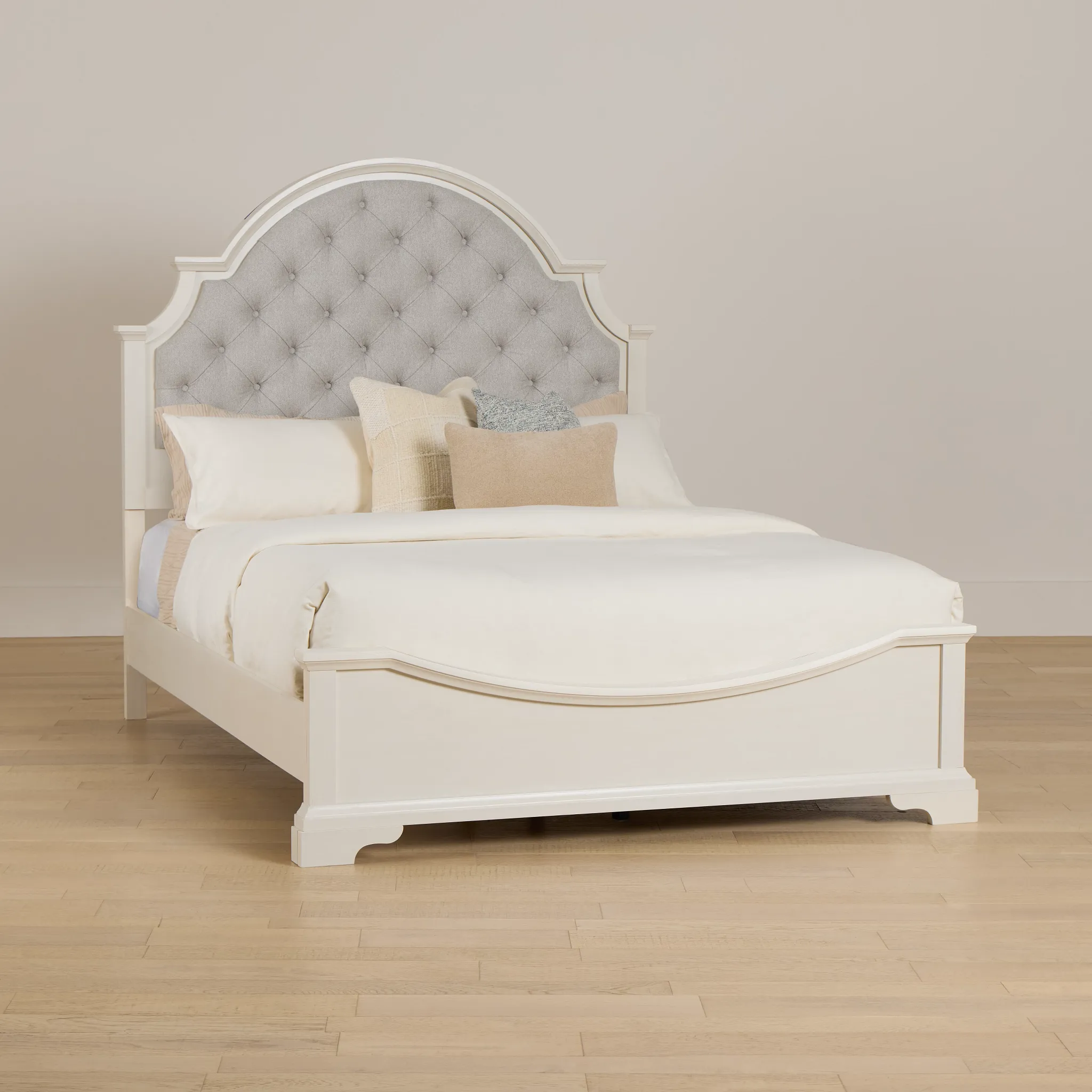 Charlotte White Uph Panel Bed