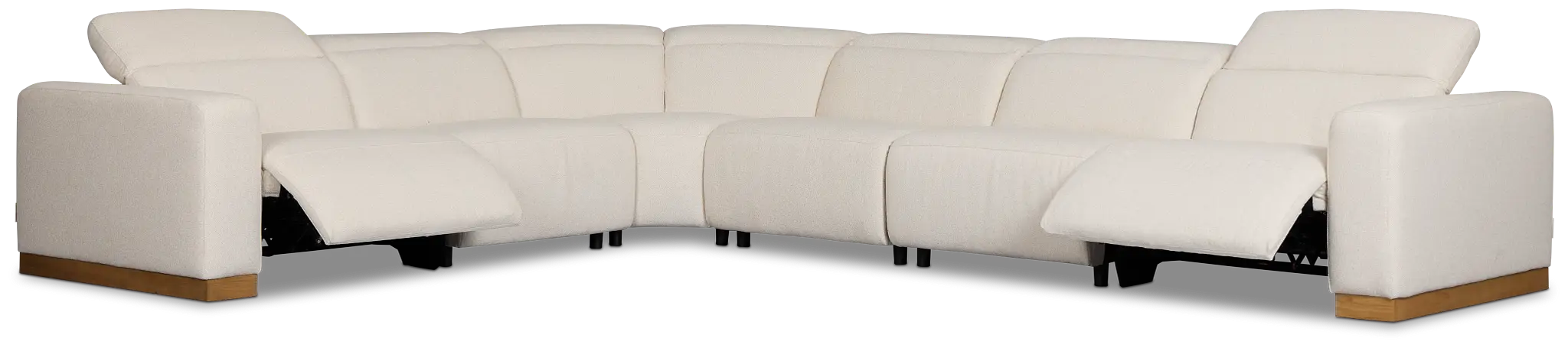 Leona Light Beige Fabric Medium Dual Power 2-arm Reclining Sectional Leona Light Beige Fabric Medium Dual Power 2-arm Reclining Sectional
