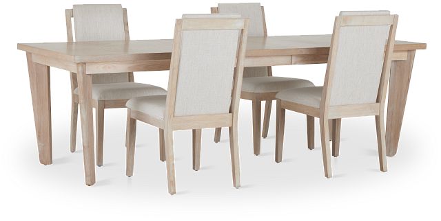 Boca Grande Light Tone Rectangular Table & 4 Upholstered Chairs (9)