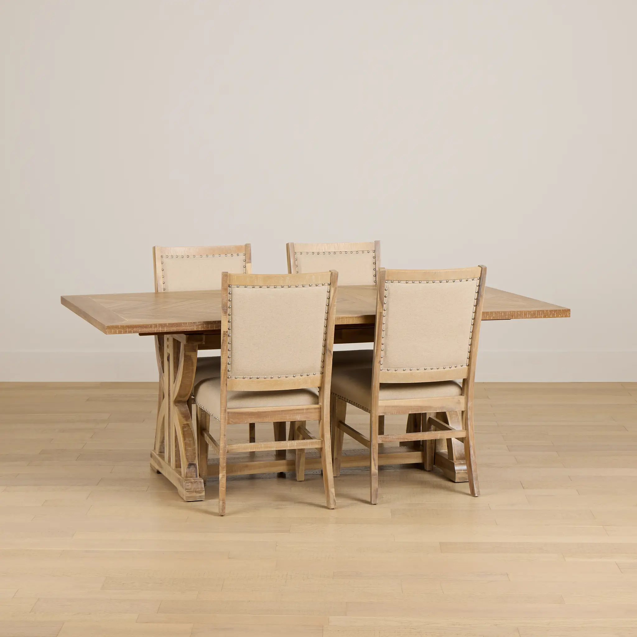 Joplin Light Tone Extension Rectangular Table & 4 Upholstered Chairs Joplin Light Tone Extension Rectangular Table & 4 Upholstered Chairs