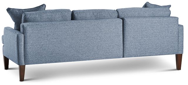 Morgan Blue Fabric Small Left Chaise Sectional W/ Wood Legs