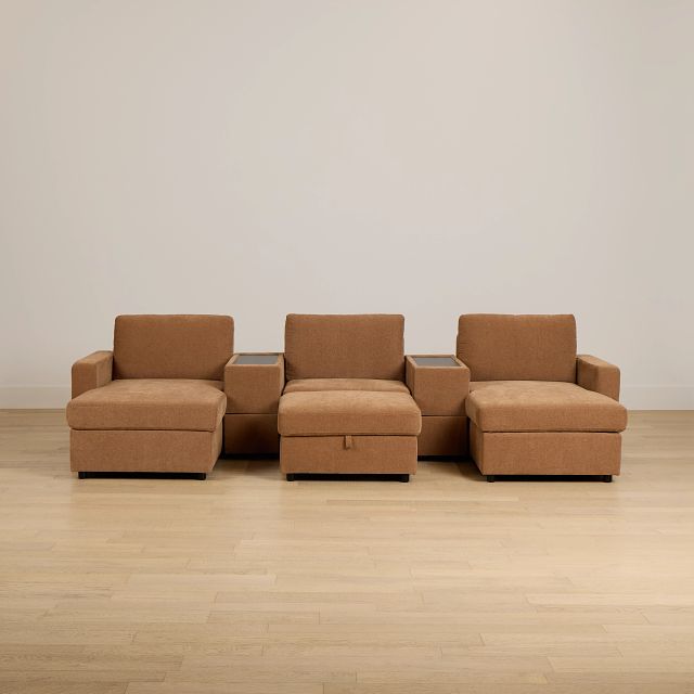 Addie Brown Fabric 6-piece Home Theater With Storage Consoles