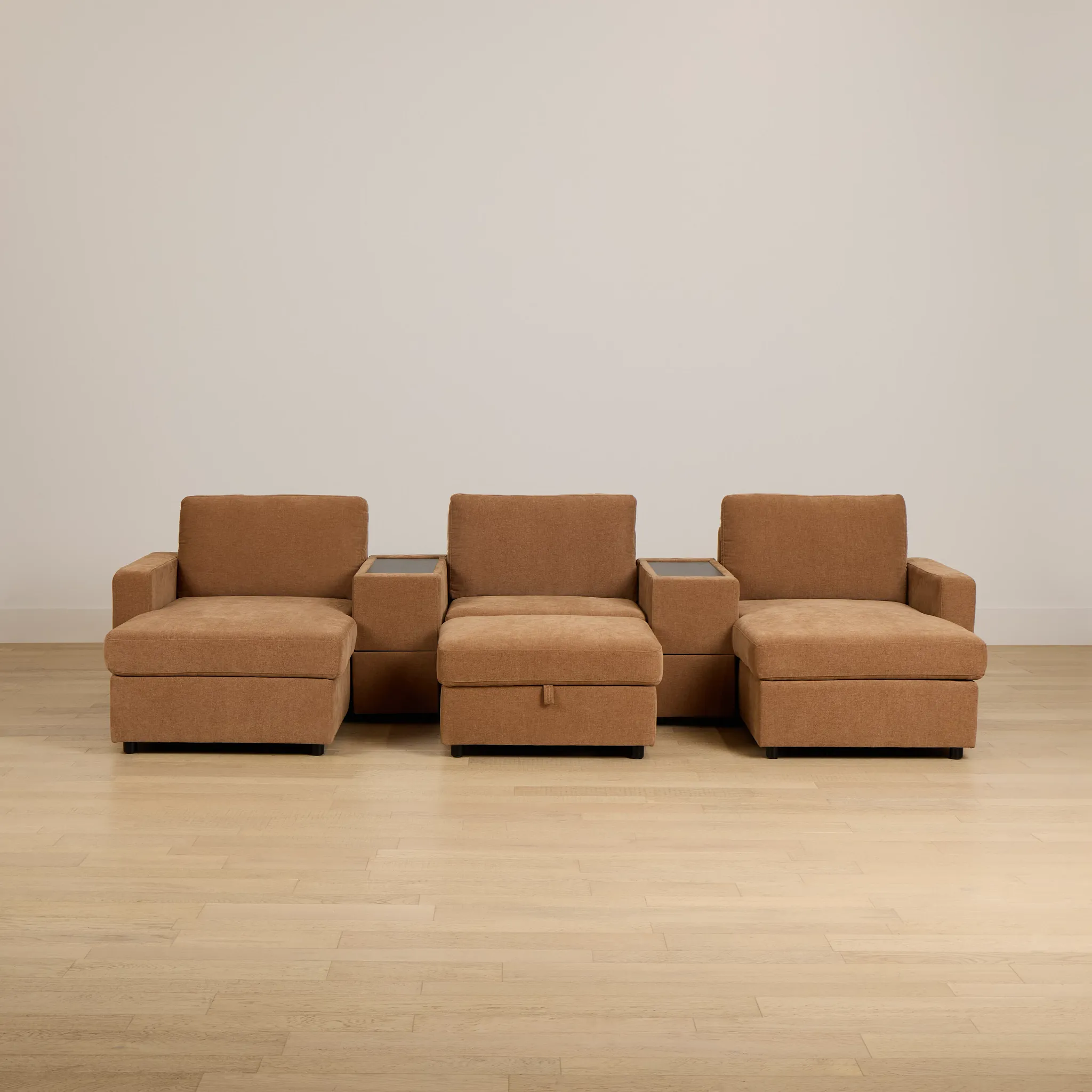 Addie Brown Fabric 6-piece Home Theater With Storage Consoles