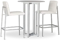 Amalfi White Marble Pub Table & 2 Upholstered Barstools