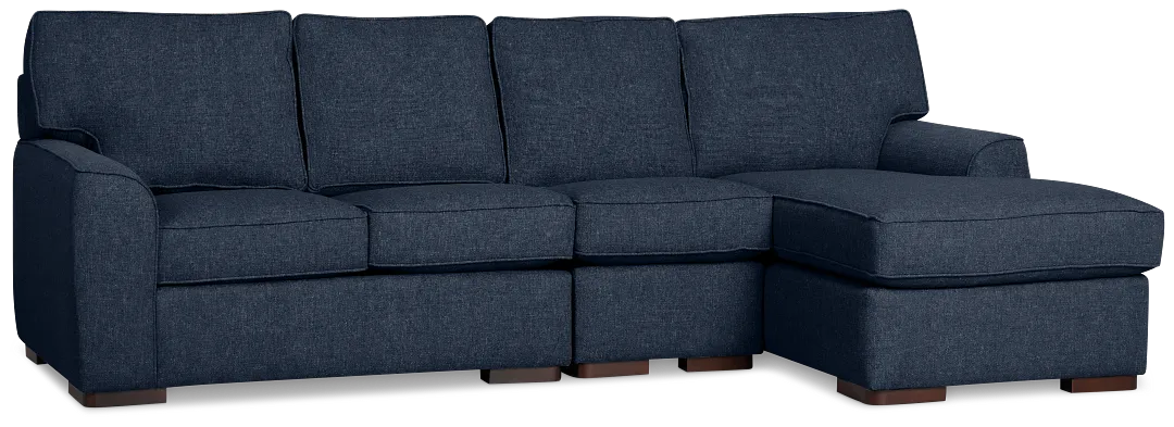 Sinclair Dark Blue Fabric Small Right Chaise Sectional