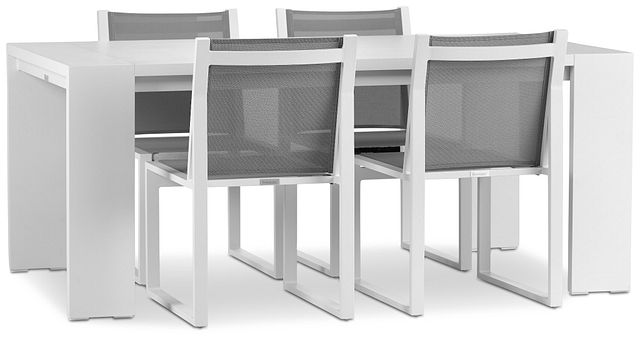 Linear White 70" Aluminum Table & 4 Sling Side Chairs (1)
