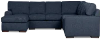 Sinclair Dark Blue Fabric Large Left Chaise Sectional