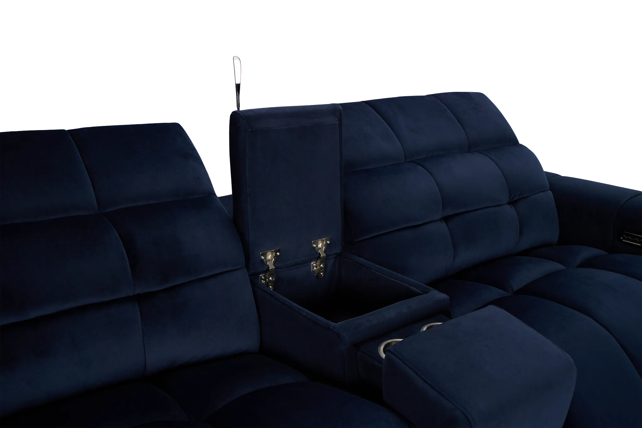 Gemma Navy Velvet Medium Triple Power Left Chaise Sectional