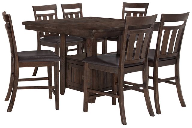 Kona Grove Dark Tone High Table & 4 Wood Barstools