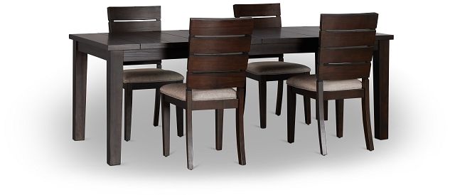 Sienna Dark Tone Rect Table & 4 Slat Chairs