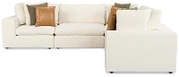 Cruz White Fabric 5-piece Modular Sectional